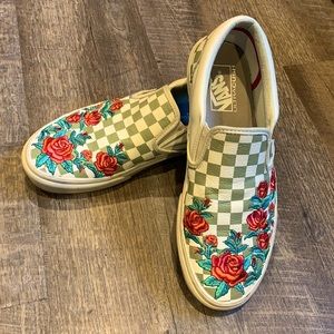 Rose Floral & Checkered Leather Vans
